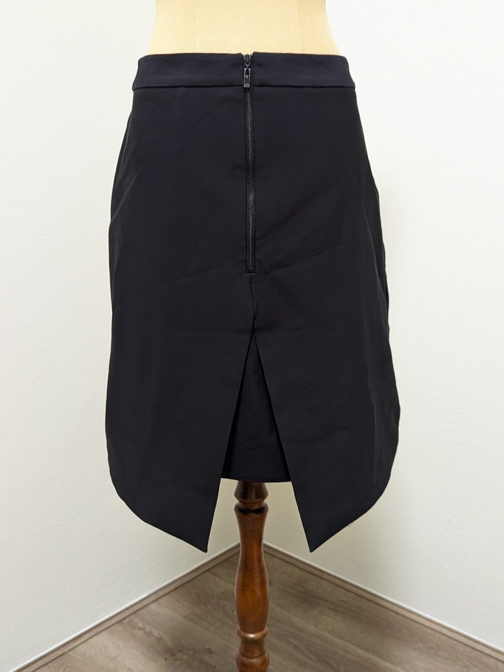 CUE Size 8 Black Front Zip Asymmetrical Knee Length Formal Skirt