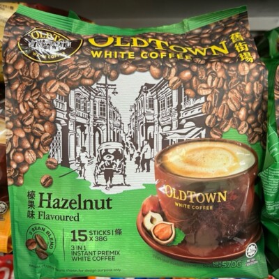 (8 pack free 2pack) Old Town 3-In-1 Instant Hazelnut White Coffee 15 Sticks x38g