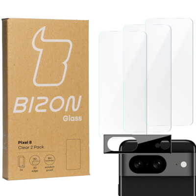 Gehärtetes Glas + Kameraschutz für Pixel 8 Bizon Hartglas Schützglas Handyglas