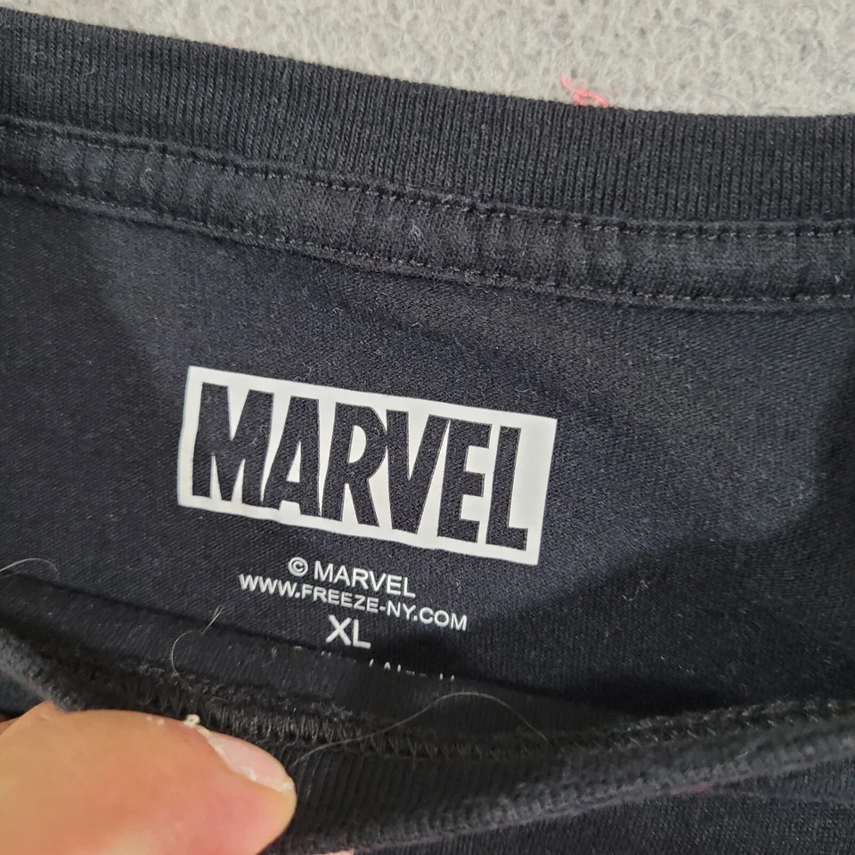 Marvel Shirt Boys Extra Large Black Box Logo Spell Out Retro Nerd Super Hero Tee - Image 2 of 4