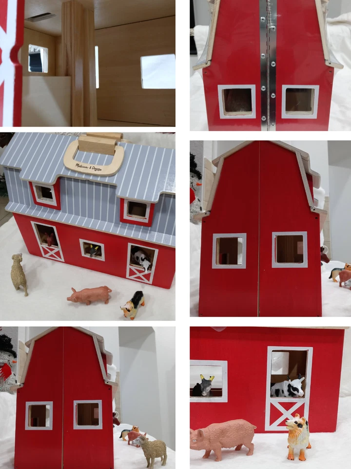 Melissa & Doug Portable & Foldable Red Barn Toy With Farm Animals Coral & Ladder - Image 2 of 4
