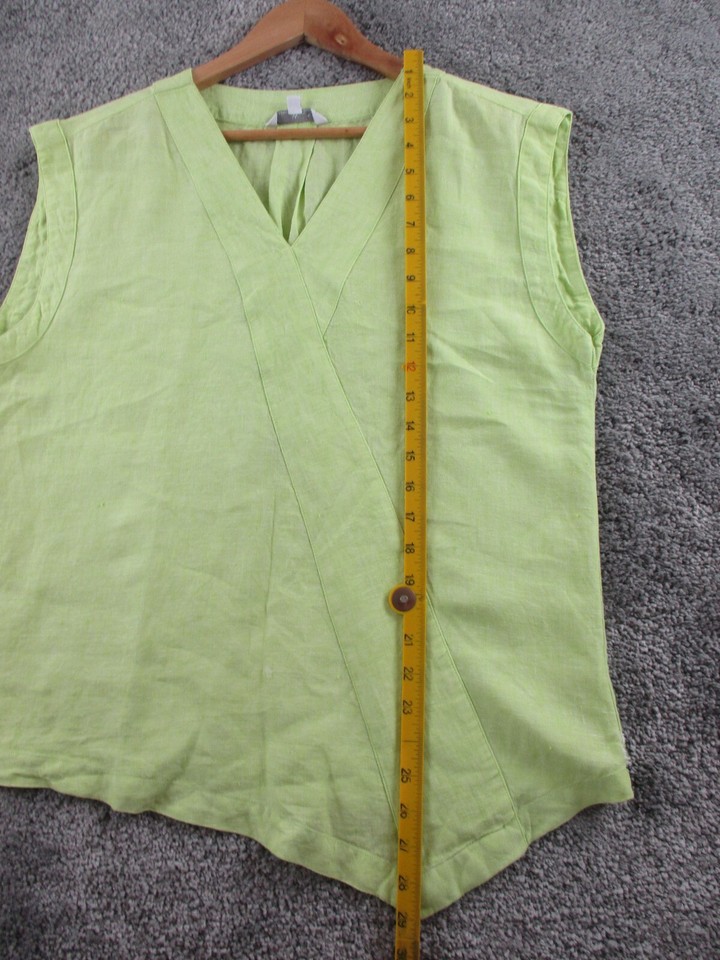 W. Lane Blouse/Top 12 Sleeveless Long Length V Neck Green Linen eBay