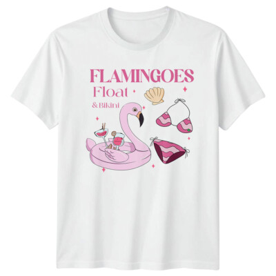 Flamingoes Float & Bikini T-Shirt Sommer Strand Spaß