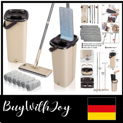 Masthome Flat Mop & Bucket Set mit 5 Pads für einfaches Wringen