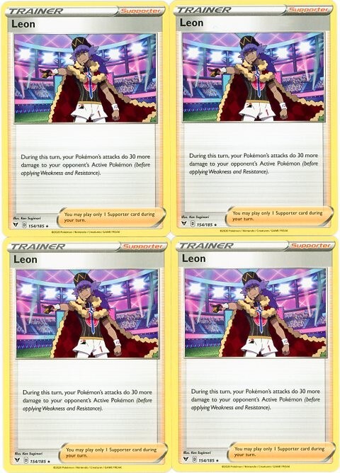 4x Pokemon TCG Leon 154/185 Deck Exclusives Playset