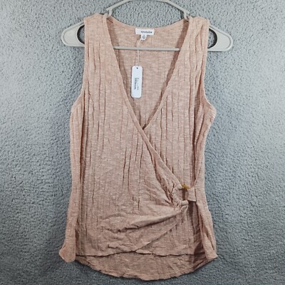 Eyeshadow Charming Charlie Pink V-Neck See-Through Tank Top Women's Size Small