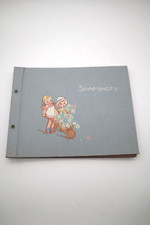 Vtg Snapshots Baby Photo Album Book Scrapbook Unused Moire Fabric '40s or '50s