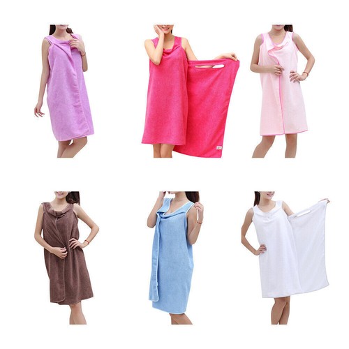 NEW Women Ladies Bath Towel Microfiber Spa Beach Bath Shower Wrap Robe Dress UK - Picture 2 of 13