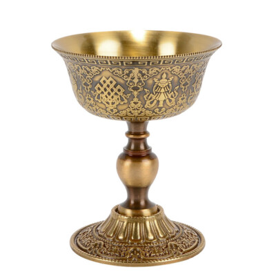 8.5cm Tibet Buddha Mikky Tibetan Offering Water Bowl Divine Focus Buddhist essel
