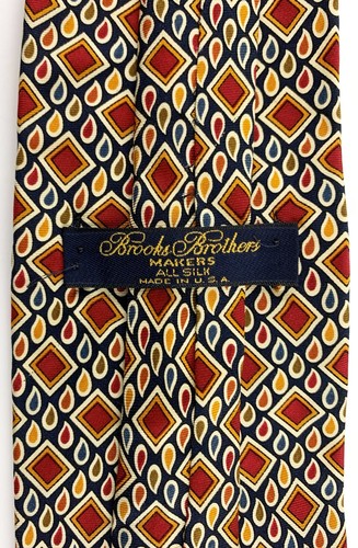 Brooks Brothers Herren-Krawatte. Mehrfarbiges Diamant- & Tränenmuster. Seide sehr guter Zustand! - Bild 3 von 5