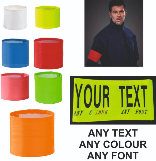 Personalised Embroidered Arm Band Security Hi Vis Events Captains Hook & Loop