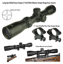 Long Eye Relief Scout Scope 2-7x32 mm With Weaver Rings And Lens Covers
