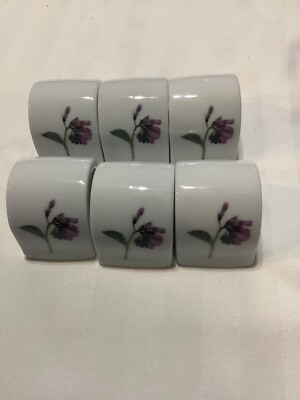 John Hinde 6 Porcelain Napkin Holders Wild Irish Purple Flowers