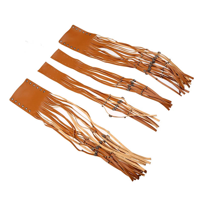 2X Motorcycle Tassel Fringe Handlebar Hand Grip Covers Universal Fit For Harley - Image 2 of 4