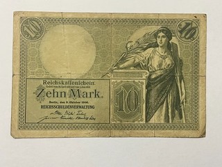 👀GERMANY 1906 10 ZEHN MARK BANKNOTE RARE ANTIQUE 👀