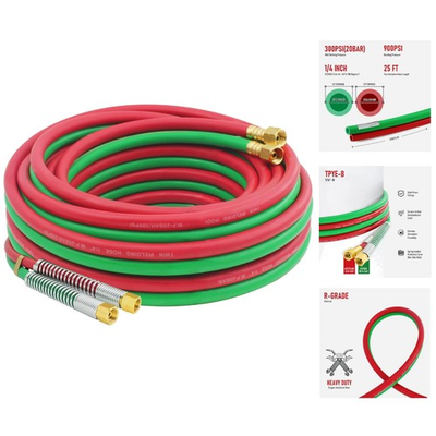 #ad #ad Oxy Acetylene Hose 1 4quot; × 25FT Enhanced Lifespan with Built In Strain Relief $46.01