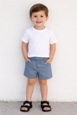 Art Class Boys Swim Trunks Blue Striped Size XS 4/5 Elastic Waist