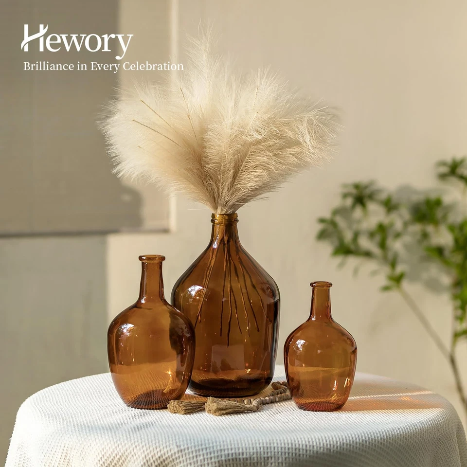 Jarrón grande de vidrio ámbar para decoración florero de piso decorativo de granja de 12 pulgadas de alto, R... Foto 3 de 4