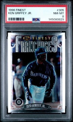 1996 TOPPS FINEST KEN GRIFFEY JR FRANCHISES INSERT CARD *GRADED PSA NM-MT 8!