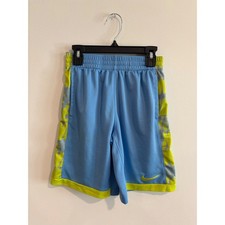 Nike Dri-FIT Athletic Shorts Boys Medium Blue Neon Yellow Graphic Side Panels