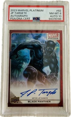 2023 Upper Deck Marvel Platinum Black Panther Red Rainbow Auto #82 PSA 8 Auto 10