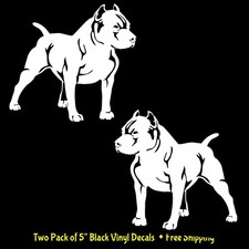 Pitbull Two Pack 5" White Vinyl Mirrored Graphic Decals Car Truck Windows laptop