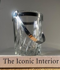 Mid-century French Glass Champagne Bucket .Vintage wine cooler. Ice bucket