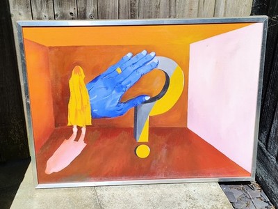 WAS IST DIE FRAGE - ABSTRAKTES SURREALES ORIGINAL GEMÄLDE ÖL AUF LEINWAND UNSIGNIERT