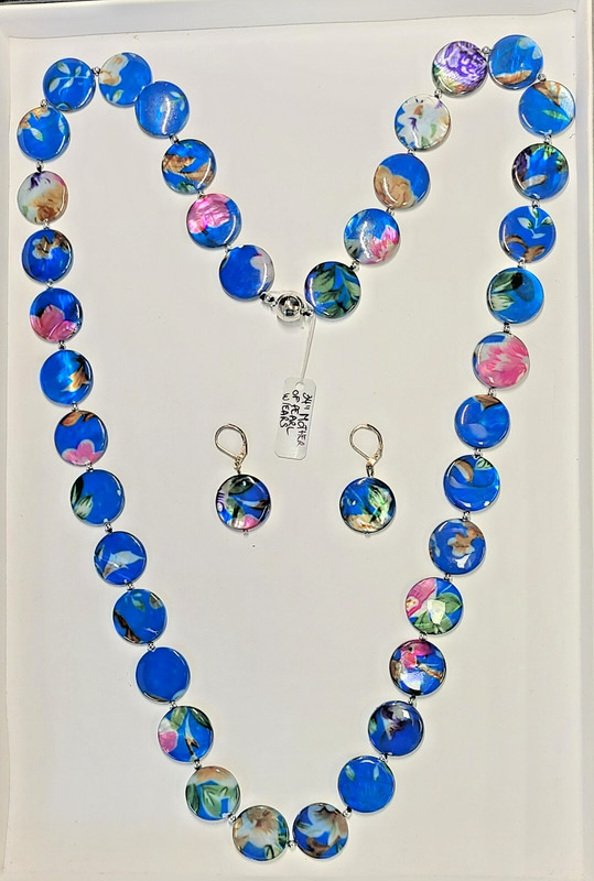 Mother of Pearl 34". necklace with matching Earrings#101