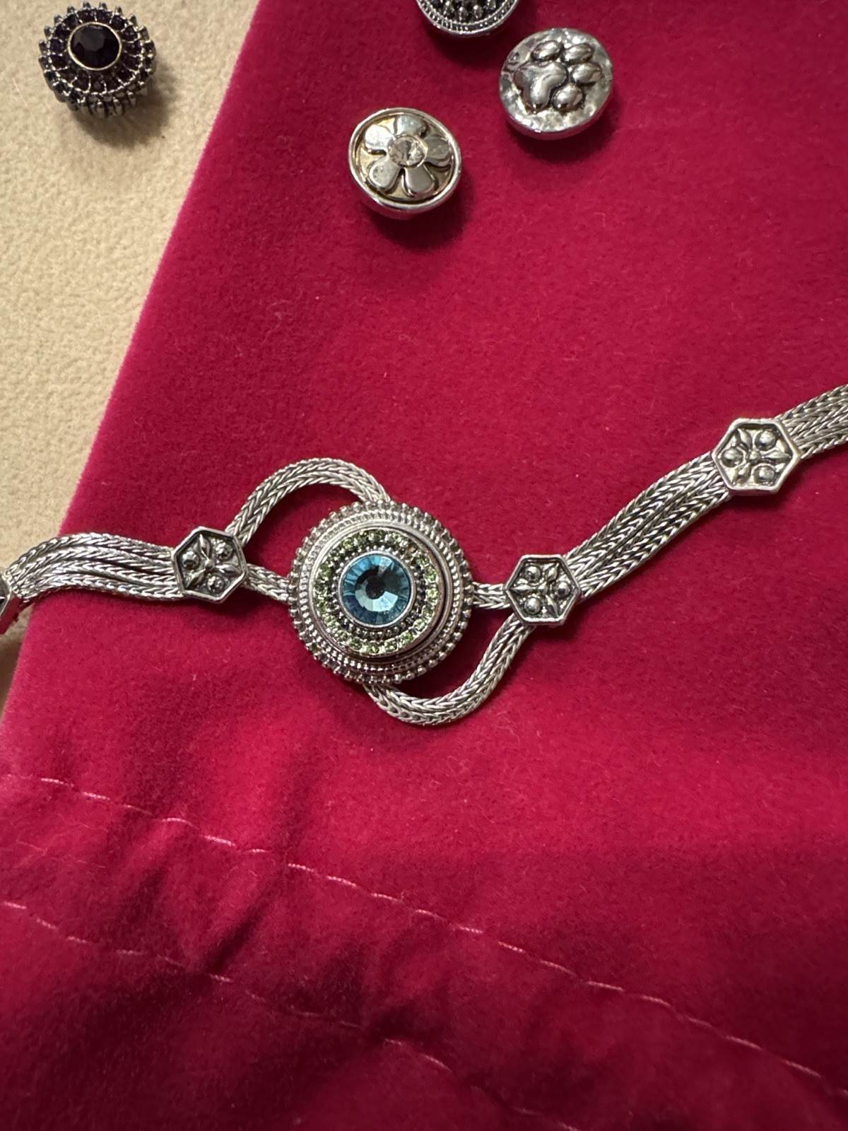 Gingersnaps Silver Adjustable Snap Charm Chain Br… - image 4