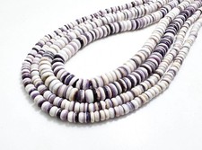 Purple Wampum Shell Rondelle Beads: 4mm 6mm Disc Beads 15.5" Strand - PG262B