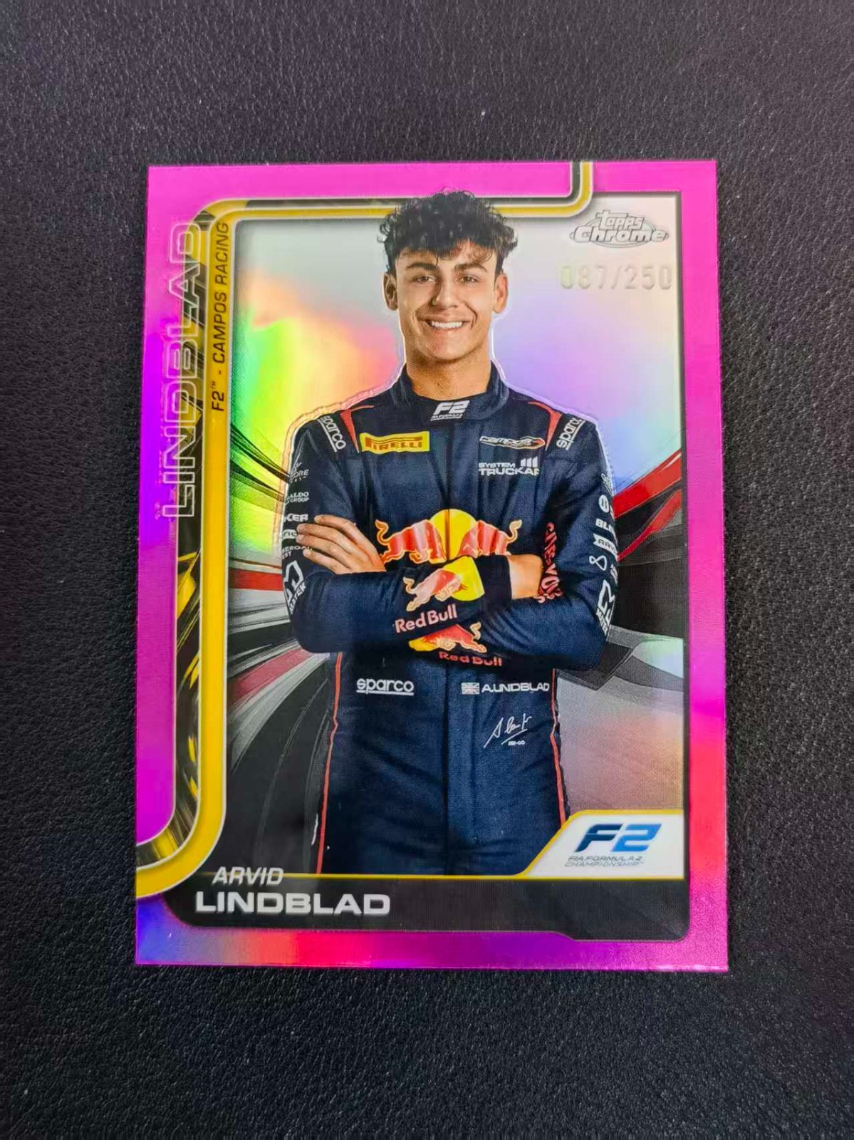 2025 Topps Chrome Formula 1 F1 Arvid Lindblad Pink 87/250 #23 WTS