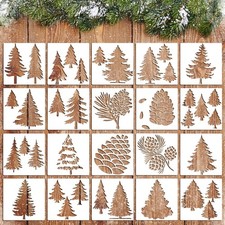 20 Pieces Tree Stencils for Painting on Wood Canvas Winter Christmas Pine Tree S