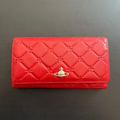 Vivienne Westwood Quilted Long Wallet Red Orb Logo Boxed Vintage