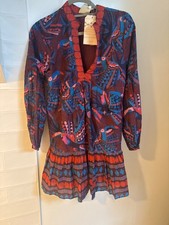 NWT Farm Rio Long-Sleeve V-Neck Printed Mini Dress Small. NWOT