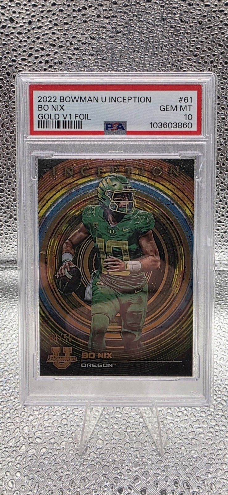 2022-23 Bowman Inception University - Bo Nix #61 Gold Foil V1 08/50 (RC)
