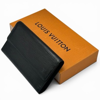 Echte Louis Vuitton Portefeuille International Epi schwarze Geldbörse...
