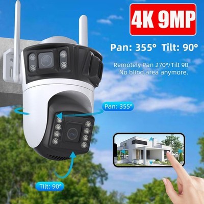 Neu 9MP HD FUNK WLAN WIFI IP NETZWERK CAMERA Outdoor AUßEN ÜBERWACHUNGSKAMERA 4K