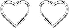 Solid 925 Sterling Silver Heart Earrings Hoop Minimalist Sleeper Huggie Earrings