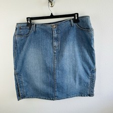 Venezia VTG Y2K Denim Skirt Side Button Slits Size 18