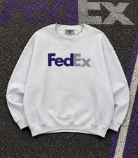 FedEx Lee Ultraweight Sweatshirt Mens Large White Logo Crewneck USA Vintage 90s