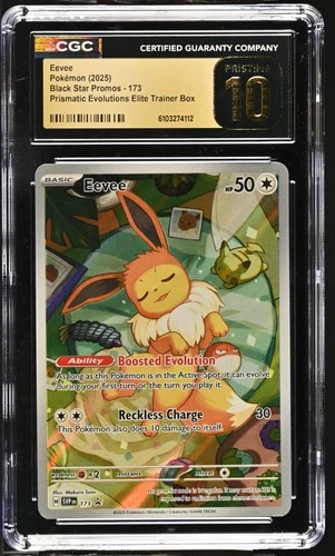 2025 Black Star Promos Eevee #173 PRISTINE CGC 10 Prismatic Evolutions ETB