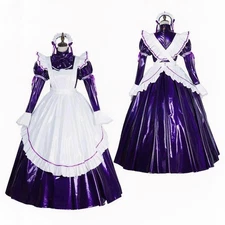 Gothic Lolita Girl Maid Lockable Purple PVC Dress cosplay costumes Tailor-made
