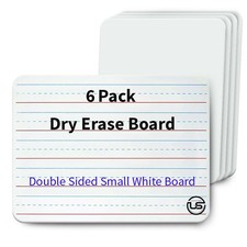 Small White Dry Erase Board for Kids 6pk. Double Sided Lapboard Mini Ideal Dr...