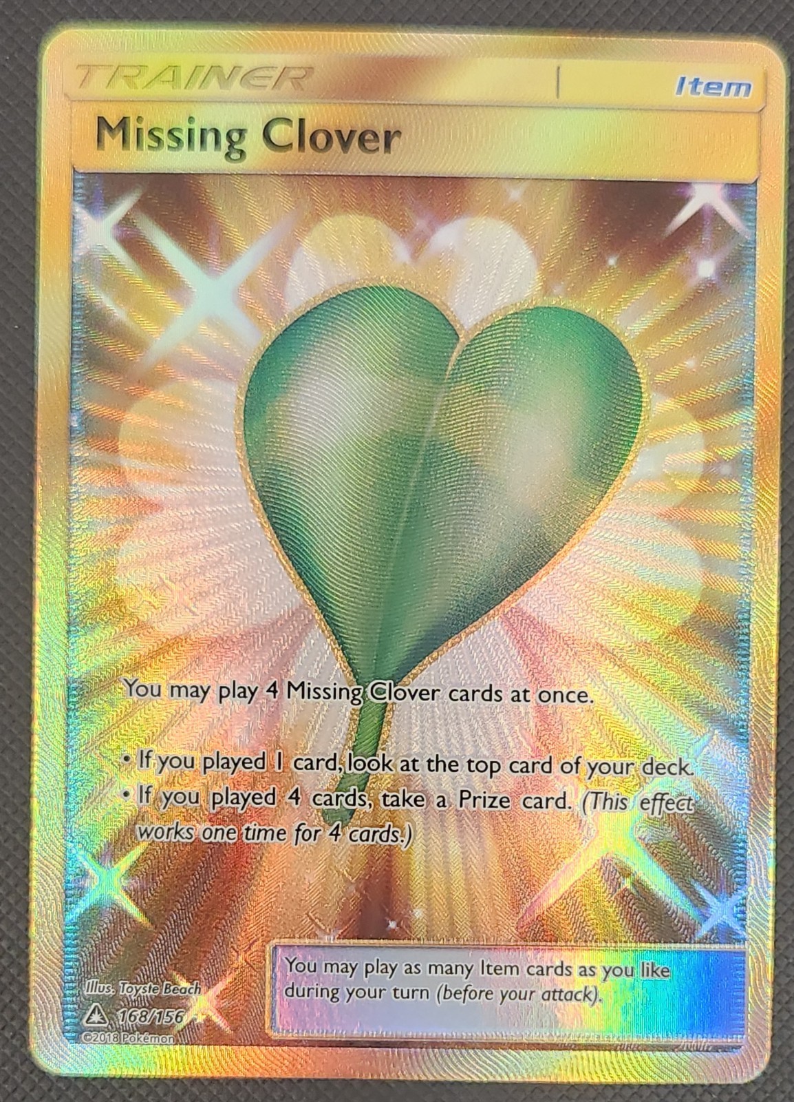 Missing Clover (Secret Rare) Secret Rare SM - Ultra Prism 168/156 NM