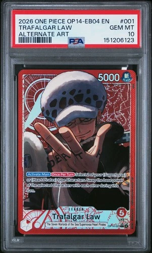151206123 Trafalgar Law 2026 One Piece Azure Sea's Seven #OP14-001 Leader PSA 10