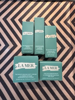 New La Mer Skincare Set Mini Travel Set Soft Cream, Eye Concentrate, Eye Blam