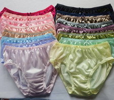 16 Bikini Panties Nylon Underwear Woman Light Slip Soft Silky Size L Hip 34"-38"
