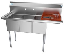 KoolMore - SC121610-12R3 3 Compartment Stainless Steel NSF Commercial Kitchen...