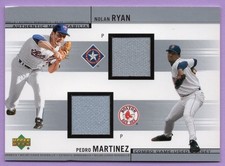 2001 UD UPPER DECK NOLAN RYAN PEDRO MARTINEZ #CJ-RM HOF GAME USED WORN JERSEY